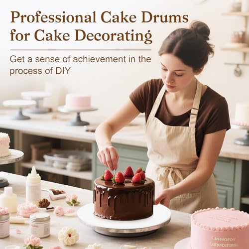 Essenya 10 Inch Cake Boards 12 Pack - Food Grade White Cake Drums for Wedding & Party