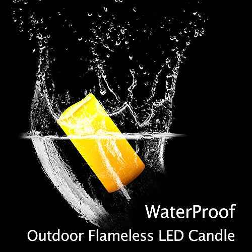 Outdoor Waterproof Flameless LED Pillar Candle with Remote Timer Battery Operated Plastic Flickering Decorative Fake Candle Light for Festival Celebration Wedding Party Decoration Gift Choice 3¡±x 6¡±