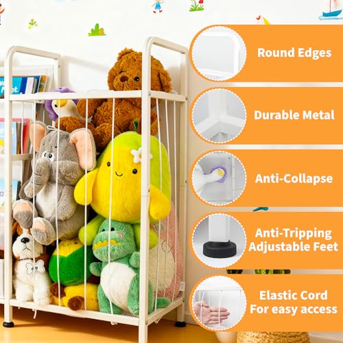 Kids’ White 3-Tier Toy & Book Storage Shelf with Stuffed Animal Organizer