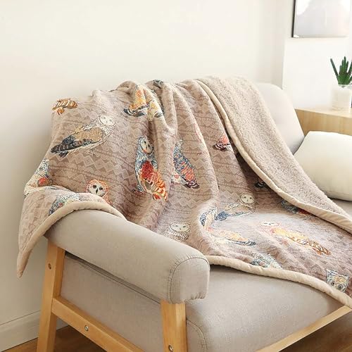 UKELER Owl Throw Blanket Queen 80x90 in, Colorful Fleece Sherpa Cozy Gift
