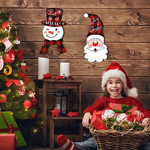 Namalu 2-Pack Christmas Wooden Door Decorations Santa & Snowman