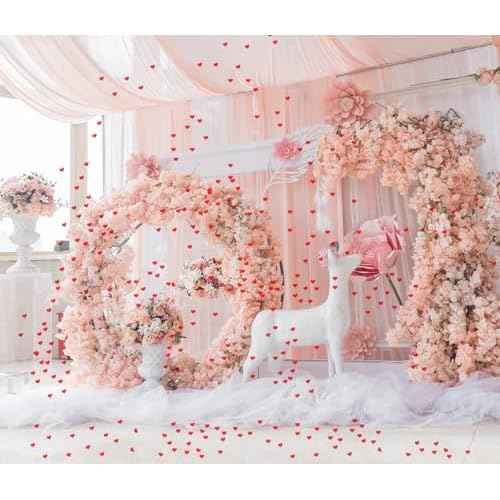 ONLYKXY 200Pcs 3.5cm Big Sponge Confetti Decor Glitter Flower Heart Shape Petals Table Decoration for Wedding Party Valentine's Day Scatter Ponge Petal Confetti (Red)