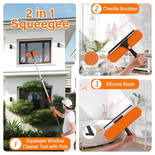 Reach 30FT Telescoping Duster Cleaning Kit with 5-24FT Extension Pole - Lightweight & Durable