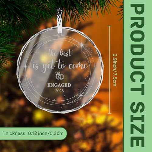 Engagement Ornament Gift for Couples, Just Engaged Gifts for Her, Christmas Glass Decoration