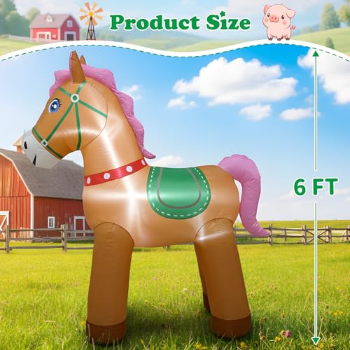 TRMESIA 6FT Christmas Spring Farm Ranch Horse Inflatable – Cute Animal Yard Decor