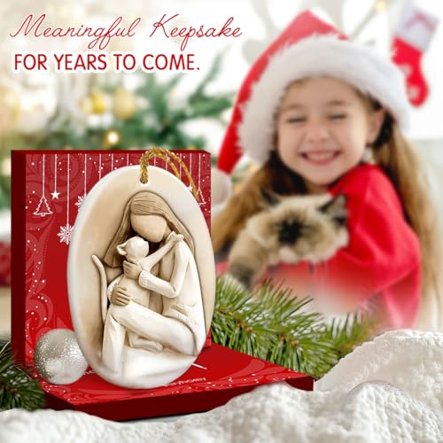 2025 Cat Christmas Ornament - 3D Relief Ceramic Ornament for Christmas Tree - Cat Lover Gifts for Women, Girls, Pet Owners - Holiday Keepsake & Xmas Gift Exchange Idea