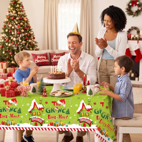 Green Christmas Tablecloth 3 Pack – 70.9 x 42.5 in Disposable Waterproof Rectangular
