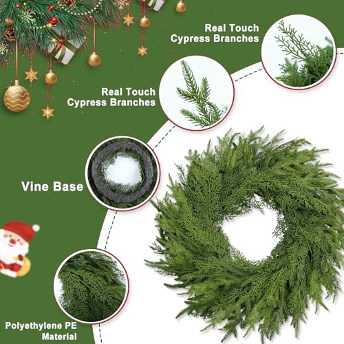 OZFHUA 26 Inch Green Christmas Wreath - Artificial Pine Door & Wall Decor
