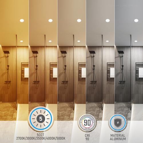 6 Inch Slim LED Recessed Lights - 8 Pack 5CCT Anti-Glare Aluminum Downlights