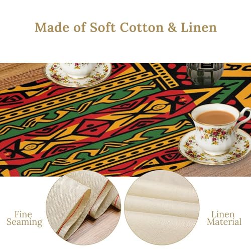 SENRUEGT African 36x13in Table Runner - Retro Mandala Ethnic Kitchen Decor, L36"xW13"