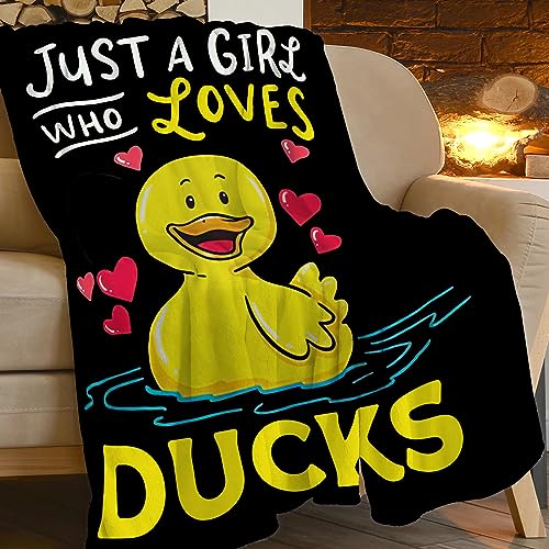 Duck Blanket Super Cozy Soft Duck Animal Stuff Decor Throw Blanket Warm Plush Fluffy Just a Girl Who Loves Ducks Lightweight Fleece Flannel Gifts Blankets for Women Kids Adults 50"x40"