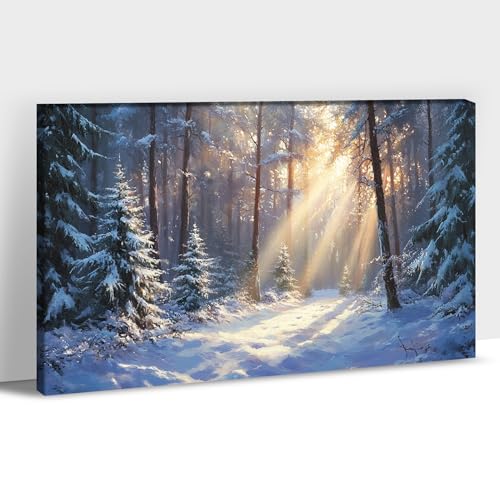 ANRUOXI Winter Scene Canvas Wall Art 24x36 Inch Vintage Nature Landscape