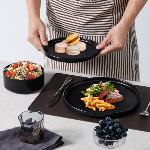 Matte Black Stoneware Dinnerware Set for 4 - 12 Pieces
