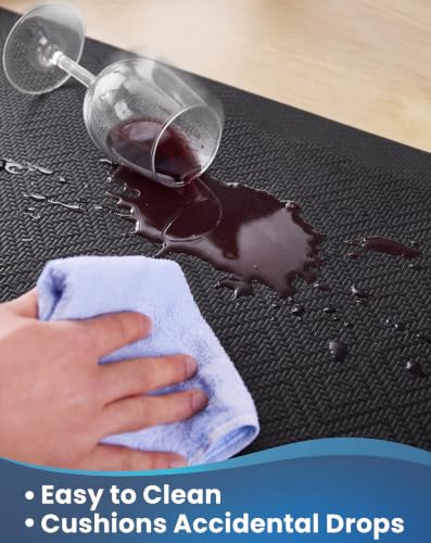 Ophanie Black 20x39 Inch Anti-Fatigue Kitchen Mat 0.8 Inch Thick Non-Slip Support