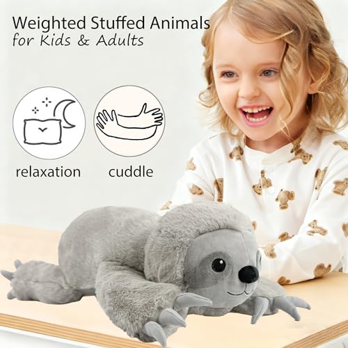 JUSTQUNSEEN Large 22" Weighted Sloth Plush Toy for Kids & Adults - Huggable Gift