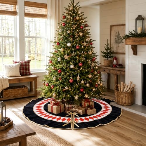 Relaxgiant 51-Inch Red & Black Velvet Nutcracker Christmas Tree Skirt