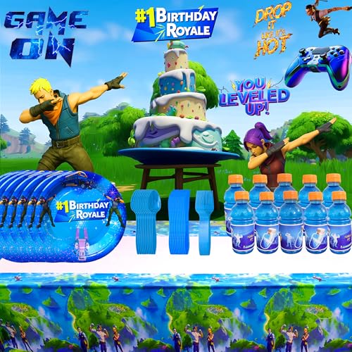 Video Game Themed Party Supplies Set - 142 Pieces for Birthday Celebrations