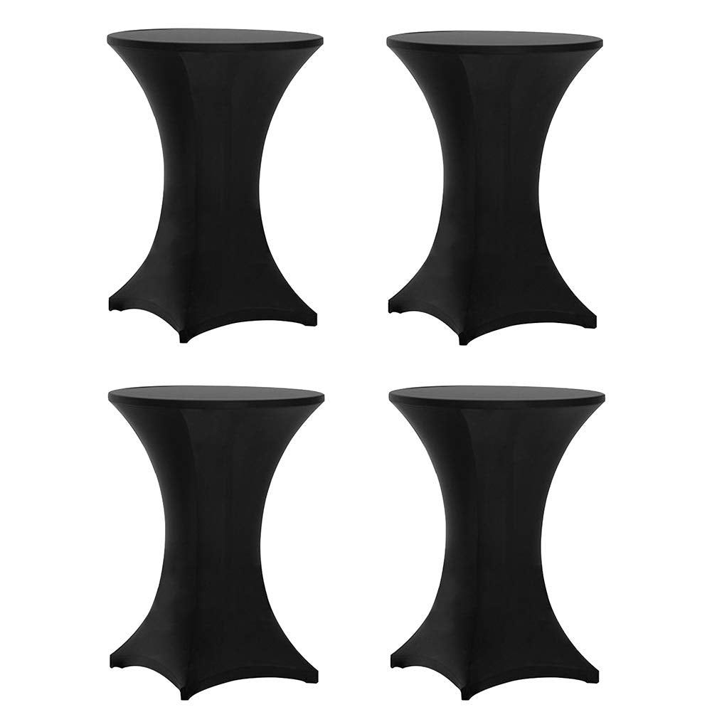 Tina's 4 Pack 30x42 Inch Highboy Spandex Cocktail Table Covers, Black, Fitted Stretch Cocktail Table Tablecloth for Round Tables