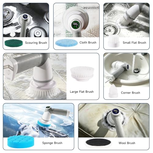 DAESUNG A-White Electric Spin Scrubber Bathroom Cleaning Brush with 2 Speeds