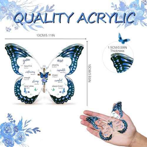 Christian Gifts for Women, Bible Verses Religious Keepsake Gifts for Mom, 5.1x3.9 in Butterfly-Shaped Acrylic Decorations, Perfect for Birthday, Christmas, Mothers Day, Thanksgiving