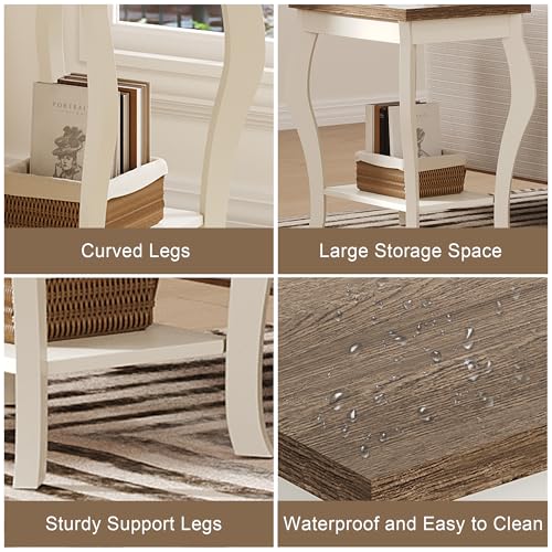 ChooChoo End Tables Living Room Set of 2 - Soft White Curved Legs