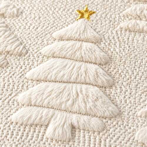 Aryala Cream Christmas Tree Pillow Covers 20x20 Set of 2 - Holiday Decor