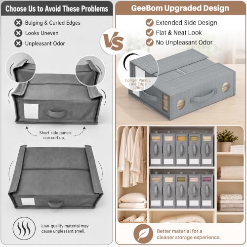 6 Pack Sheet Organizers with Clear Windows & Reinforced Handles - Durable Bed Storage Bins