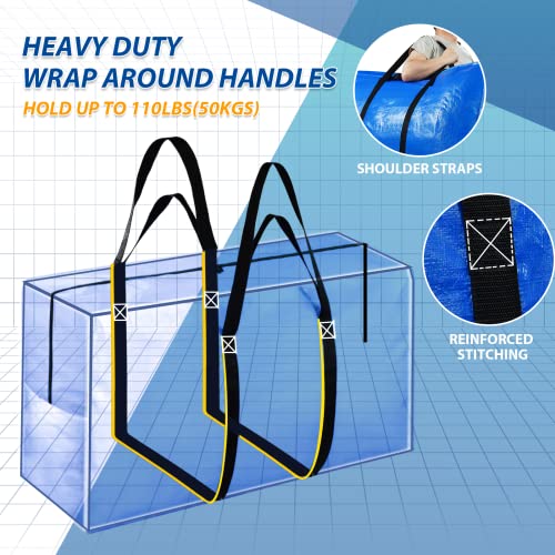Blue 4 Pack Extra Large 57 Gallon Heavy Duty Moving Storage Bags - 42x23x13.5 Inches