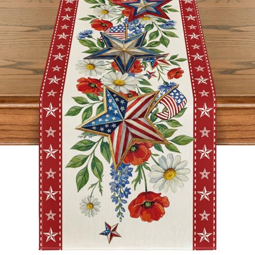 Artoid Mode 13 x 72 Inch American Flag Table Runner – 210 GSM, Beige
