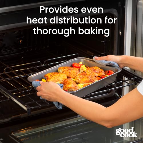 GoodCook 2-Piece Nonstick Steel 13x9 Cake Baking Pans with Lids - Gray