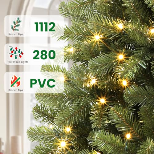 7ft Prelit Christmas Tree with Remote, Timer, SHareconn Green