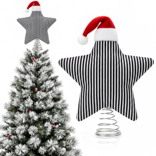Suncalla Black and White Gothic Star Christmas Tree Topper - Nightmare Variant