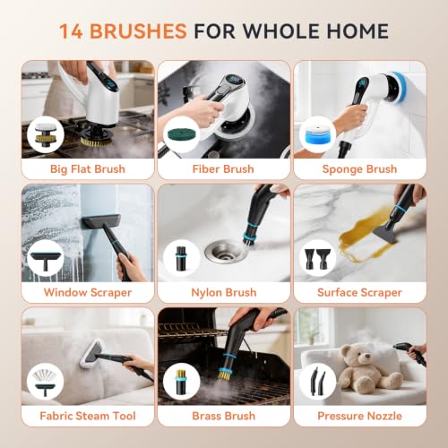 YAKCLEAN Black Electric Steam & Spin Scrubber Portable Multi-Use Cleaner