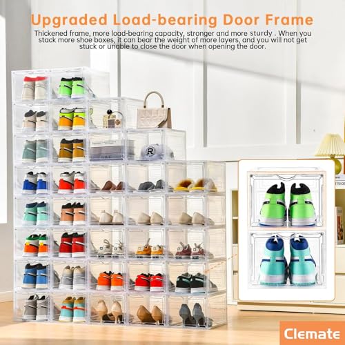 XLarge Clear Shoe Storage Box - Stackable Drop Front Organizer for Sneakers US12