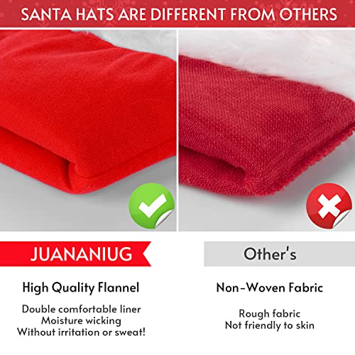 JUANANIUG Christmas Santa Hat - Adult Xmas Holiday Hat for Women & Men - Extra Thicken Classic Fur for Festive Holiday Party Supplies