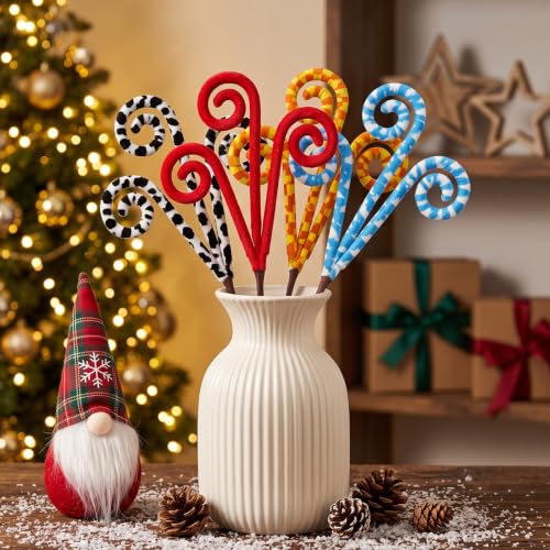Teyva Daily Cartoon Toy Christmas Tree Candy Cane Picks Set - 12 Decorative Holiday Tree Ornaments