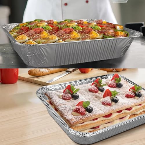 20 Pack Large Disposable Aluminum Roasting & Baking Pans 21x13 Inch Full Size