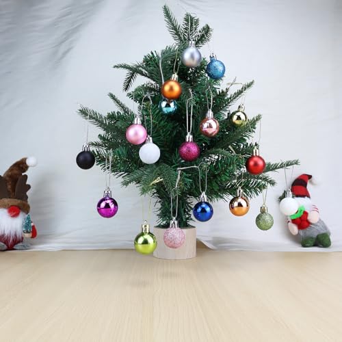 Aacehlh 24Pcs Mini Christmas Ball Ornaments 1.2in Shatterproof Multicolor Hanging Balls for Xmas Tree