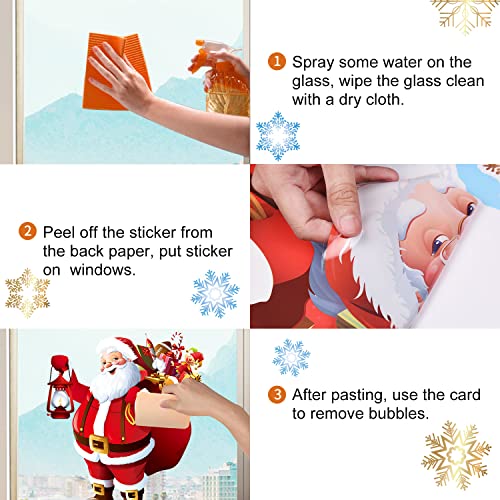 Yusongirl Red Santa Christmas Window Clings - 71PCS Holiday Decor
