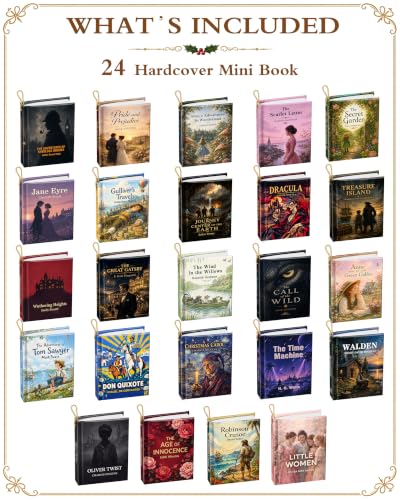 Hardcover Literary Mini Book Advent Calendar - 24 Classic Stories, Book Lover Gift