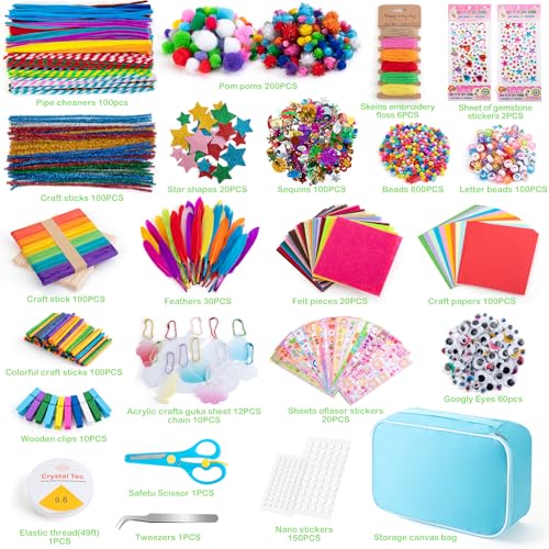 Kids Arts and Crafts Supplies Kit with 2000+ Pieces - DIY Jewelry & Craft Set - Variation of THIS listing