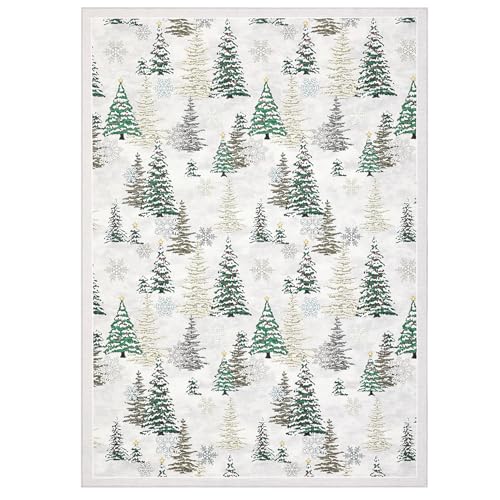 GarveeHome Red & Beige 8x10 Christmas Rug Non Slip Washable Snow Tree Decor