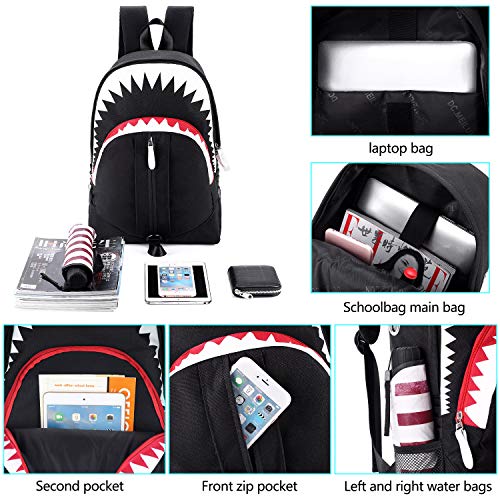 MCWTH Shark Backpack for Teen Boys - Glow School Bookbag, Waterproof & Comfortable