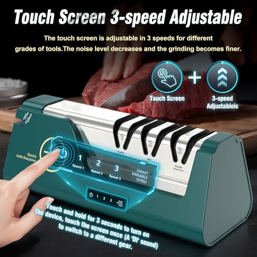 Electric Knife Sharpener with Touch Screen & Variable Speed - Green Variation
