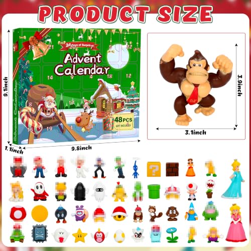Daughe 48-Piece Christmas Advent Calendar with Action Figures, Holiday Countdown Toy Set for Kids & Collectors