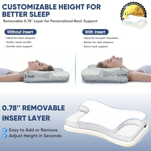 GasGbb White Adjustable Memory Foam CPAP Pillow with Cooling Cover & Mask Cutouts