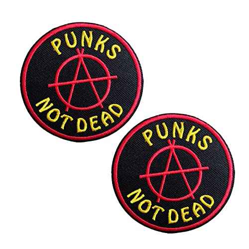 2.6" Punks Not Dead Patch - Embroidered Iron On Sewable Patch Emblem Badge for Clothes Jacket Jeans Backpacks DIY Craft Accessories