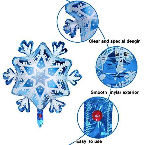 JOICEE 14pcs Snowflake Balloons Snowflake Frozen Balloons for Christmas Winter Wonderland Party Decorations,Snowflake Aluminum Foil Mylar Balloons for New Year Birthday Theme Party Supplies.