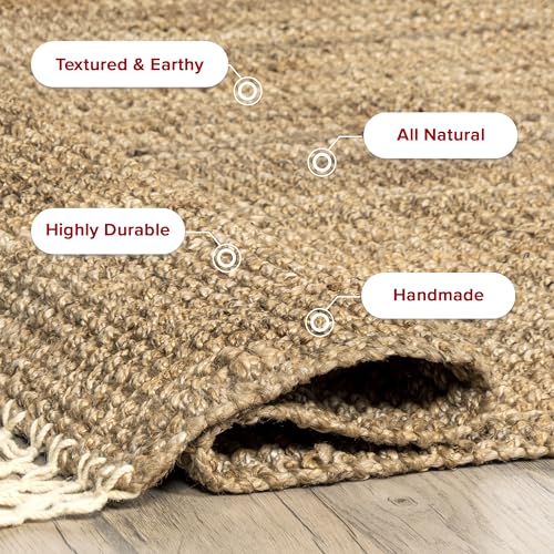 nuLOOM Raleigh Farmhouse Jute Tasseled Runner Rug 2'6" x 8" Natural