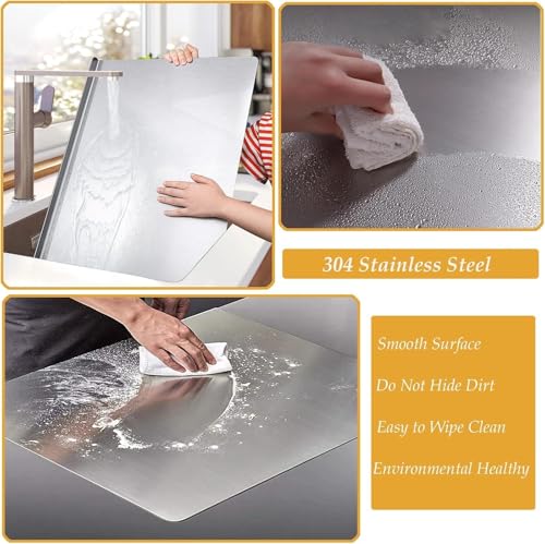 Large Stainless Steel Chopping & Kneading Board 35.4 x 19.7 inches with Rolling Pin
